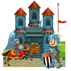 Lichtdoorlatende rolgordijnen zonder boren Ridders De cartoon middeleeuwse illustratie voor de kinderen