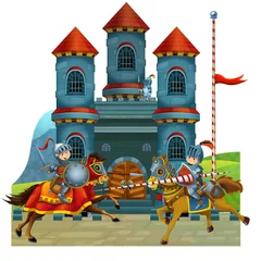 Peel and stick wall murals Knights The cartoon medieval illustration for the children
