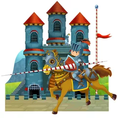 Wall murals Knights The cartoon medieval illustration for the children