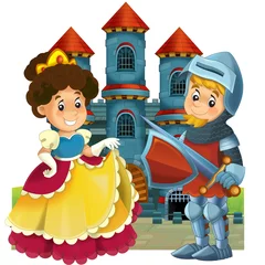 Door stickers Knights The cartoon medieval illustration for the children
