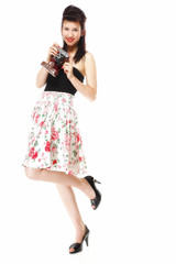 Pretty retro girl with vintage camera