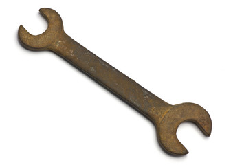 Old key nut isolated on white