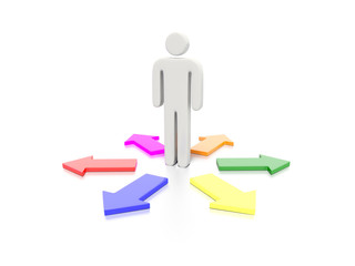 Character with arrow concept