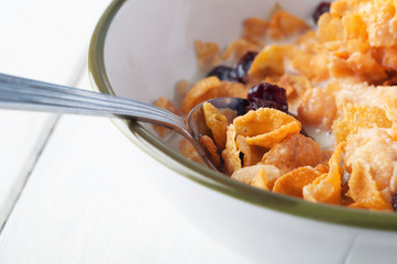 Cornflakes Breakfast Close up
