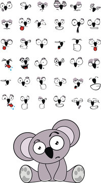 Baby koala sitting cartoon expressions pack in vector format