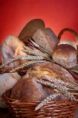 Various types of homemade bread made from various grains