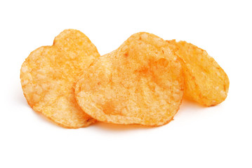 potato chips on white with clipping path