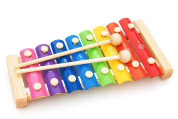 colorful xylophone on white with clipping path - obrazy, fototapety, plakaty