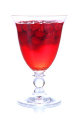 Jelly with fresh berries isolated on white