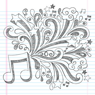 Music Note Back to School Sketchy Doodles Vector Illustration