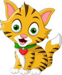 cute baby cat cartoon posing