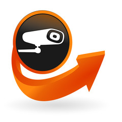 vidéo surveillance sur web bouton flèche orange