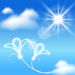 Obraz premium Clouds, sun and transparent flowers