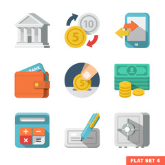Money Flat icon set for Web and Mobile Application.