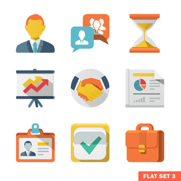 Business Flat icon set for Web and Mobile Application.