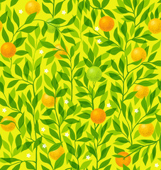 Obraz premium Seamless pattern summer with an orange tree