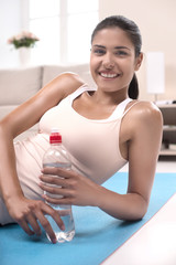 After training relaxation. Cheerful young women relaxing on the