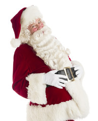 Happy Santa Claus With Hands On Stomach