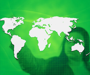 World Business Concept Green Background