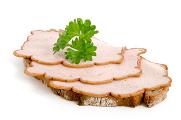 Belegtes Brot mit Leberkäse