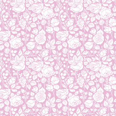 Pink vintage seamless pattern with garden roses