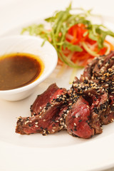 Beef fillet with salad