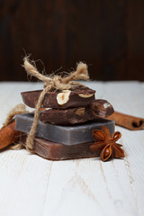 Handmade natural soap with chocolate flavor