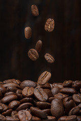 Coffee beans falling down