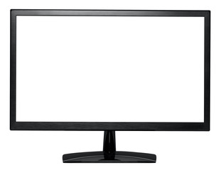 Computer monitor front view, blank widescreen lcd display