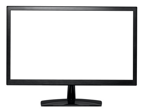 Computer Monitor Front View, Blank Widescreen Lcd Display