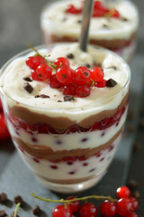 Creme-Schoko-Dessert mit Johannisbeeren