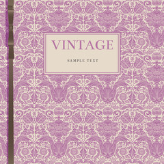 Vintage purple background with brown ribbon