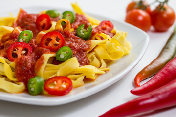 pasta with hot arabiata sauce
