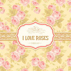 Postcard or background with vintage roses