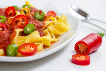 pasta with hot arabiata sauce