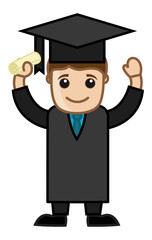 Graduation Success - Cartoon Office Vector Illustration
