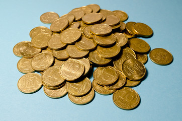 Ukrainian money on a blue background