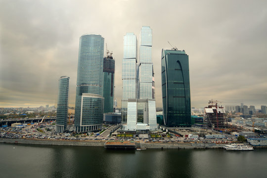 Cityscape of skyscrapers of Moscow City