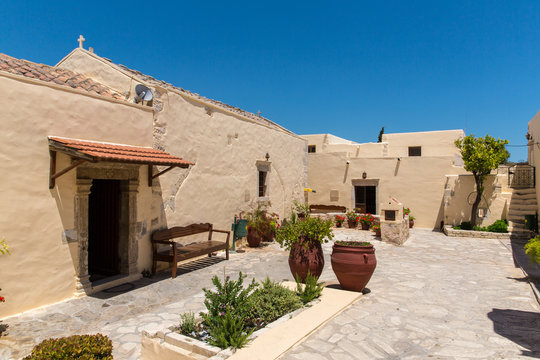 Monastery (friary) in Messara Valley at Crete island in Greece.