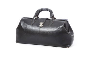 Vintage black doctor's bag isolated on white