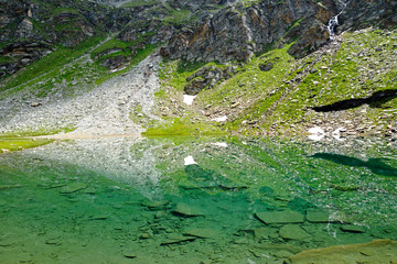 Spiegelbild im glasklaren Bergsee