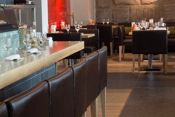 Modern interior of the cozy cafe.