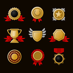 Medals and gifts icons set