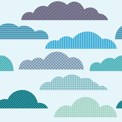 Rainy seamless pattern with clouds. Vector pattern