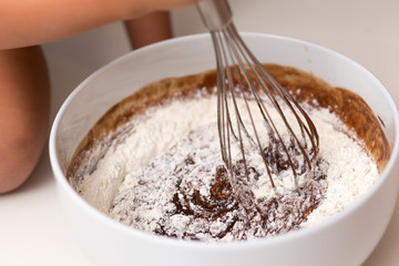Mixing chocolate pie dough