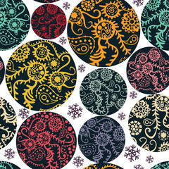 Christmas balls seamless pattern in blue