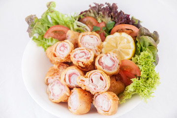 Deep fried bacon roll