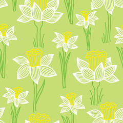 Seamless pattern with narcissus