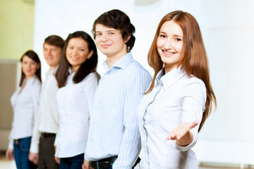 Five students smiling