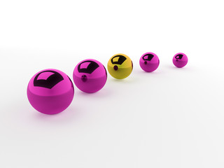 Abstract purple sphere concept with one is gold